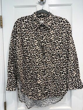 Maeve Leopard Print Blouse in Tan and Black- Anthropologie